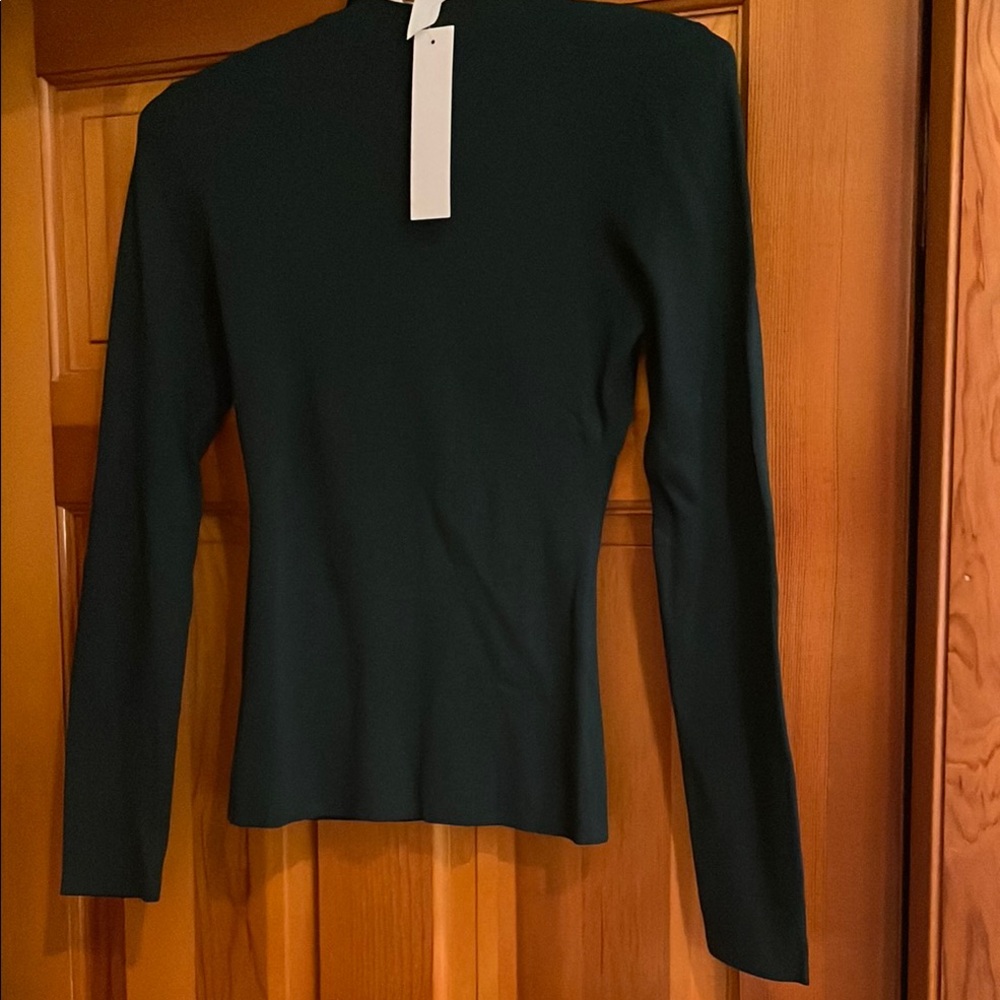 NWT The Workshop Hunter Green Ribbed Mock Neck Sweater